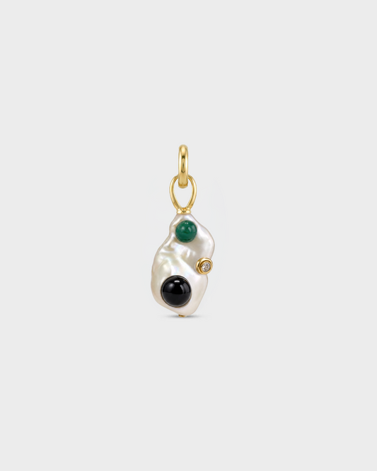 Charm Inclusion SP02-CH-003 - oro, onice nero e malachite