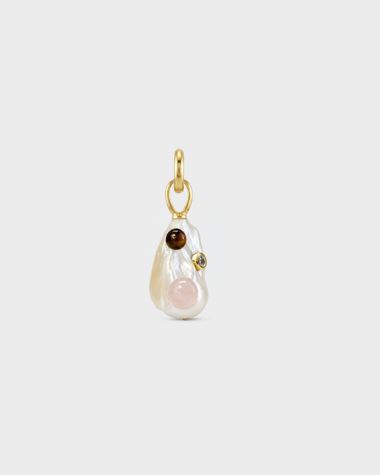 Charm Inclusion SP02-CH-001 - oro, quarzo rosa e occhio di tigre