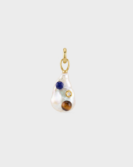 Charm Inclusion SP02-CH-002 - oro, occhio di tigre e lapislazzuli